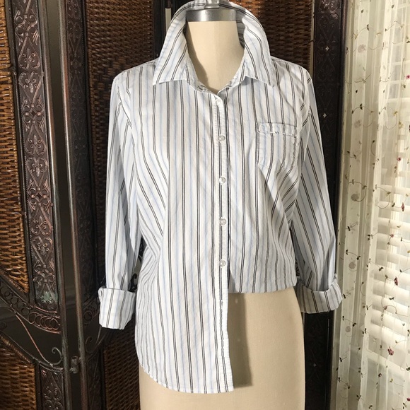Sonoma Life + Style Tops - Sonoma Women's Striped Button Down Shirt - White